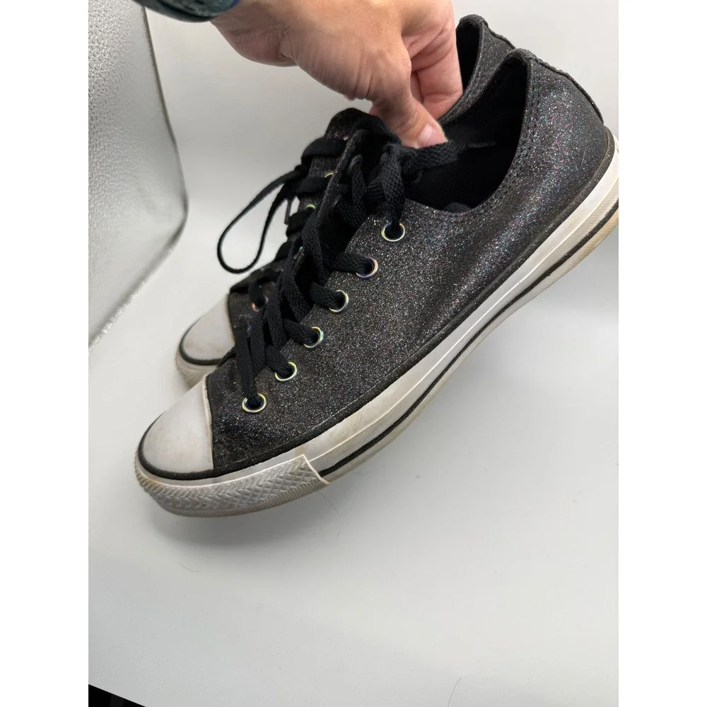 Converse Chuck Taylor All Star Women 9 Black Glitter Iridescent Low Top 165784C